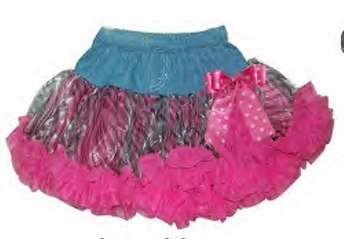 Denim Hot Pink Zebra Pettiskirt
